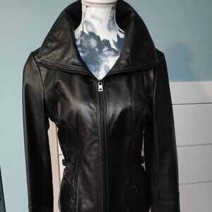 Black Leather Moto-Style Jacket
